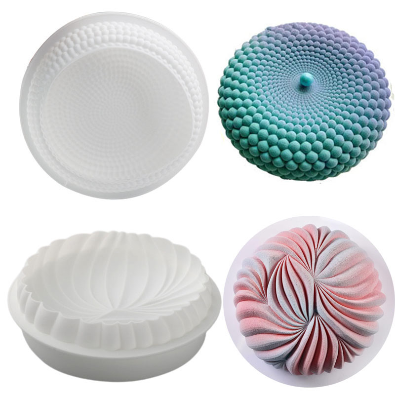 Kitchen Baking Ware - รอบมูสเค้กสําหรับเบเกอรี่ขนาดใหญ่ Dunes แม่พิมพ์ซิลิโคน 3D เรขาคณิตไข่มุก Pastry