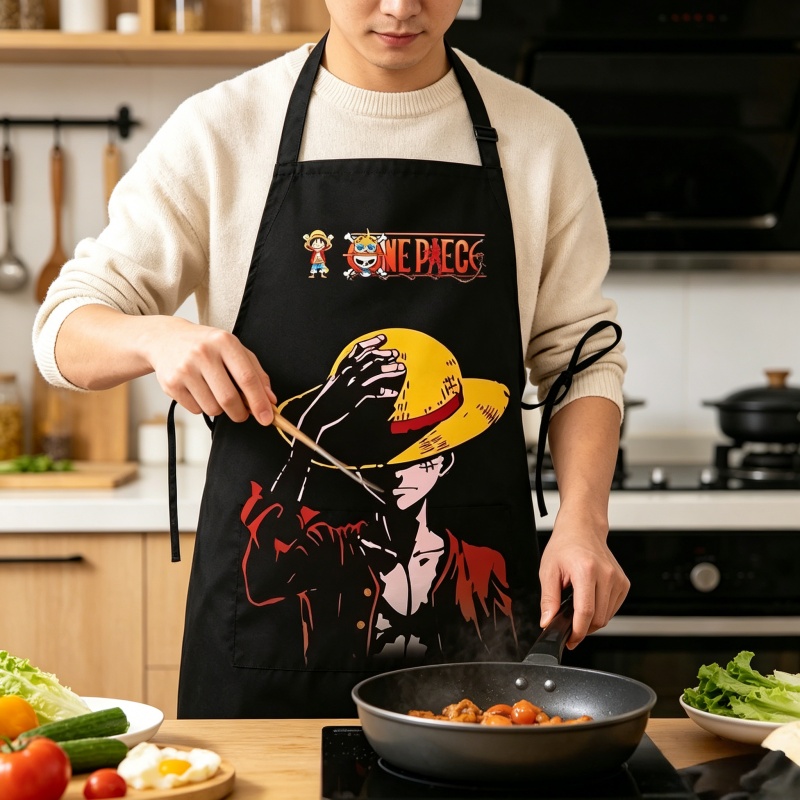 Kitchen Baking Items - ผ้ากันเปื้อนลายการ์ตูนวันพีซ ลูฟี่ สำหรับทำครัว ทำอาหาร อบขนม ทำความสะอาดบ้าน
