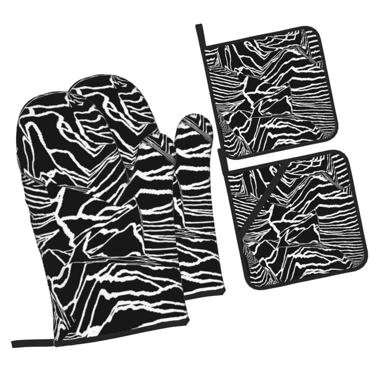 Kitchen Baking Ware - Joy Division Unknown Pleasures ถุงมือเตาอบและที่วางหม้อชุด 4