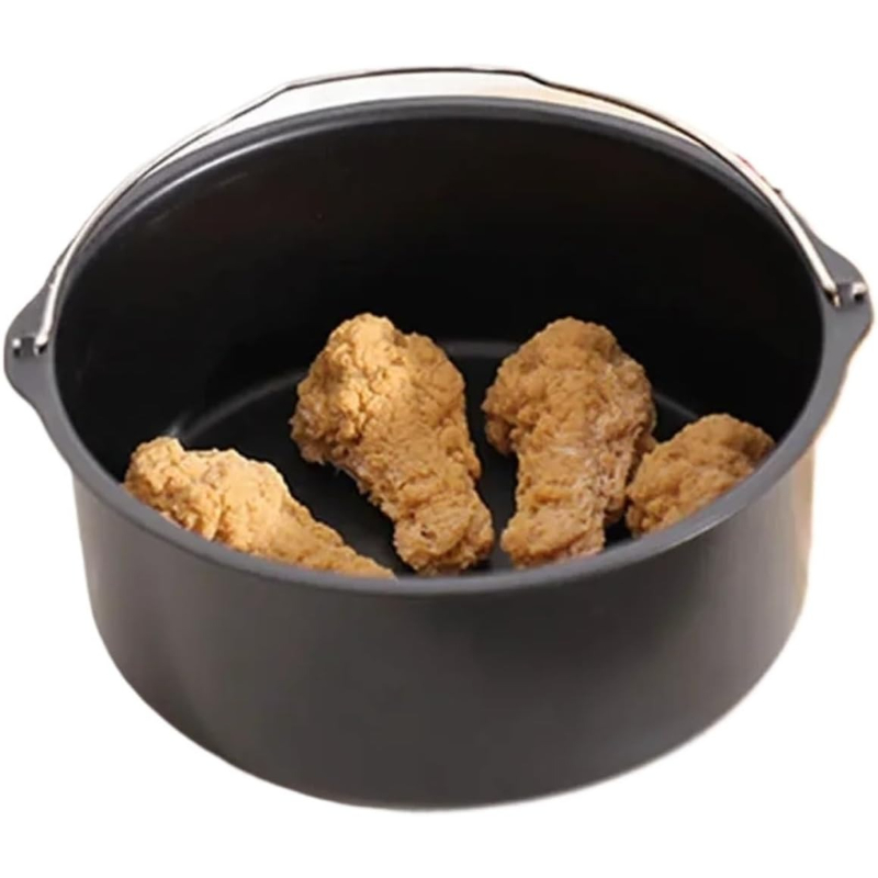 Kitchen Baking Ware - แม่พิมพ์เค้กโลหะทรงกลม หม้อทอดไร้น้ำมัน พร้อมหูจับ ถาดอบเค้ก/พิซซ่า แบบไม่ติดกระทะ อุปกรณ์ทำขนมในครัว