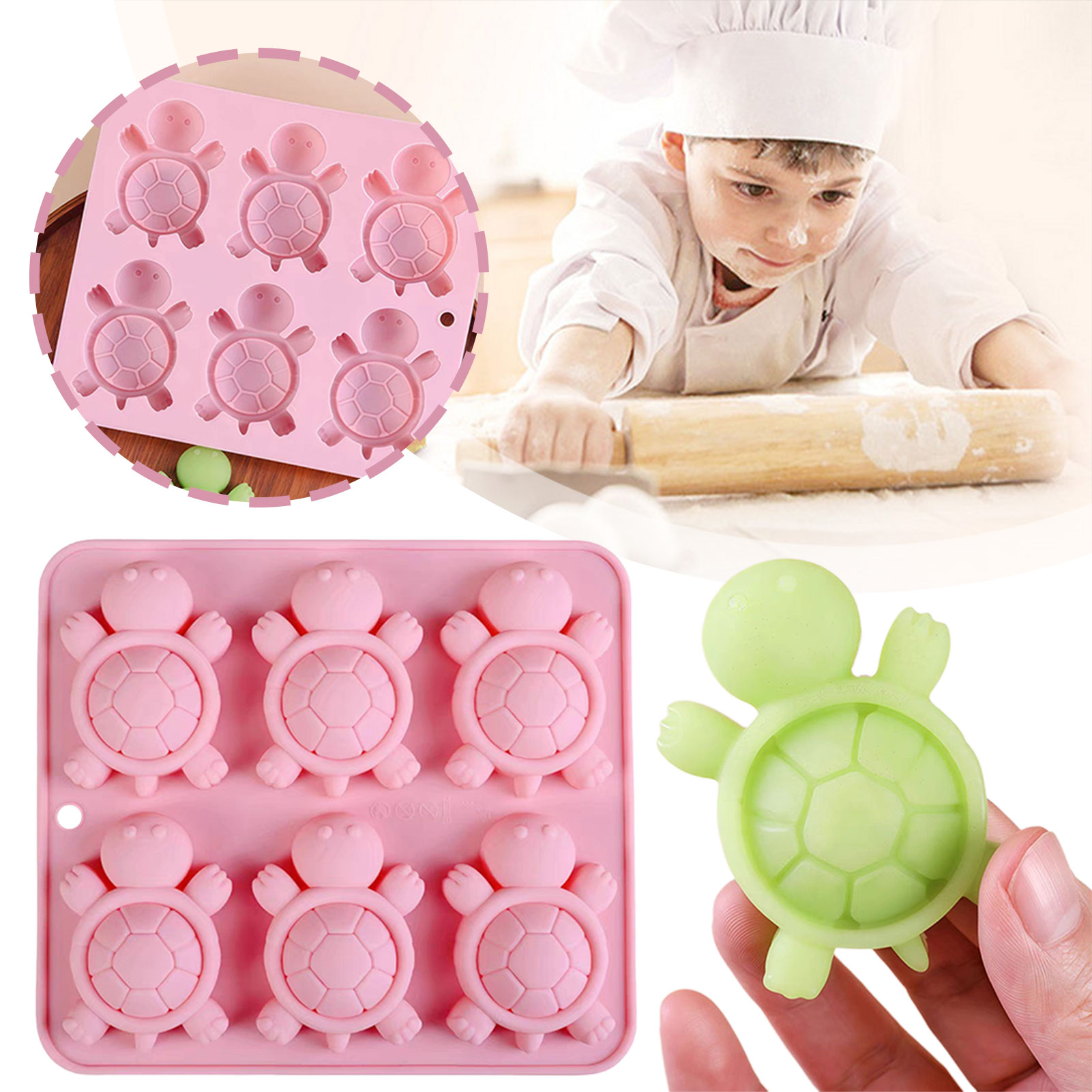 Kitchen Baking Items - เต่าน้ำแข็งถาดน้ำแข็ง 3D เต่าทะเลแม่พิมพ์ซิลิโคนสำหรับ DIY ICE Cubes