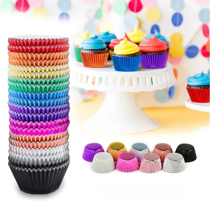 Baking Kitchen Set - ชุดกระดาษรองคัพเค้กสีทอง 100 ชิ้น อุปกรณ์ทำขนมอเนกประสงค์ เหมาะสำหรับงานอบขนมในครัวเรือน