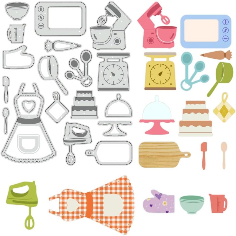 Kitchen Baking Ware - 1ชิ้นเครื่องมืออบตัดตายเครื่องครัวS Tencilsผ้ากันเปื้อนถุงมือตกแต่งลายนูนS Tencilsสําหรับสมุดอัลบั้มภาพ