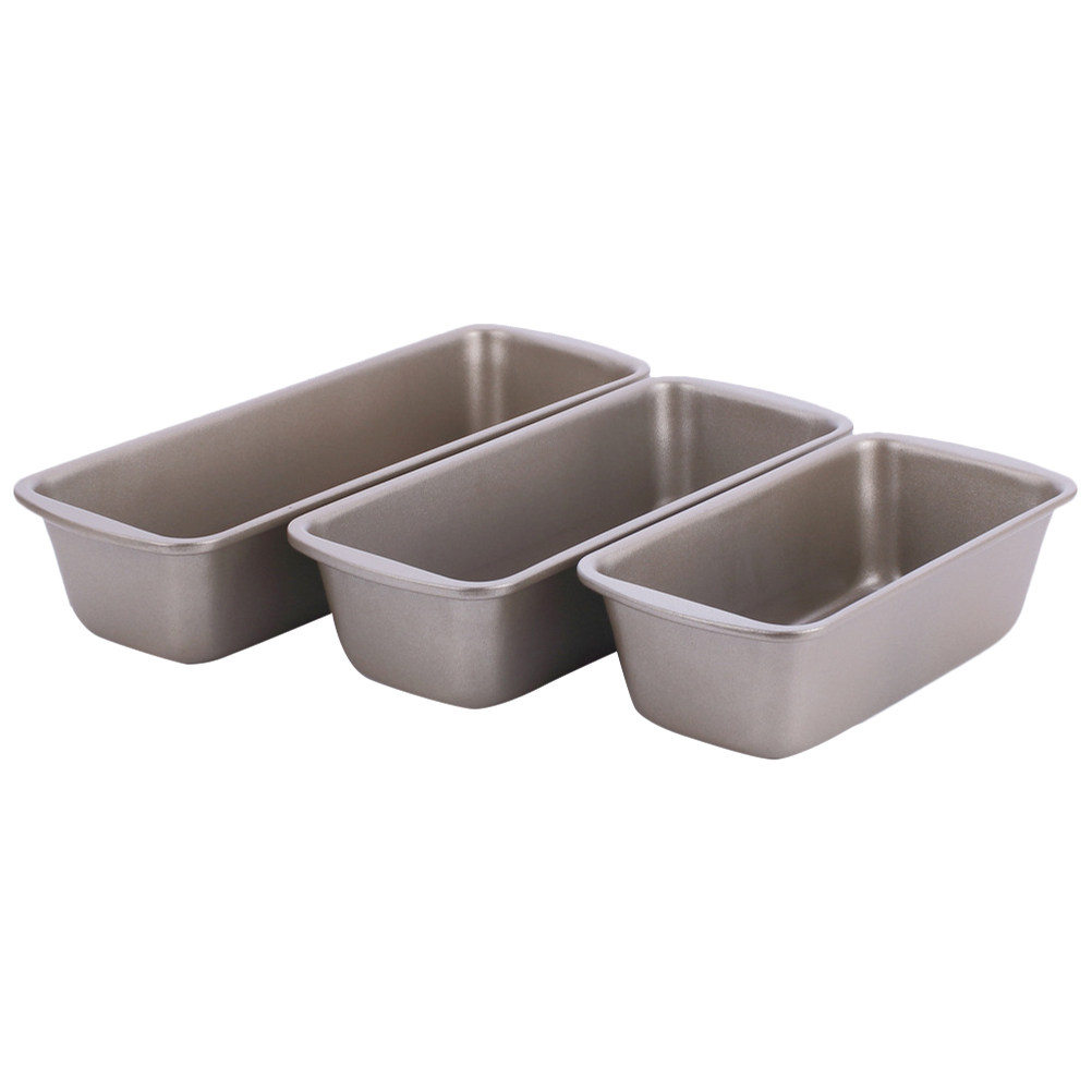 Kitchen Baking Pans - ถาดอบขนมปังทรงสี่เหลี่ยม 3 ชิ้น ทำจากเหล็กคาร์บอนเคลือบกันติด สำหรับทำขนมปัง ขนมปังปิ้ง