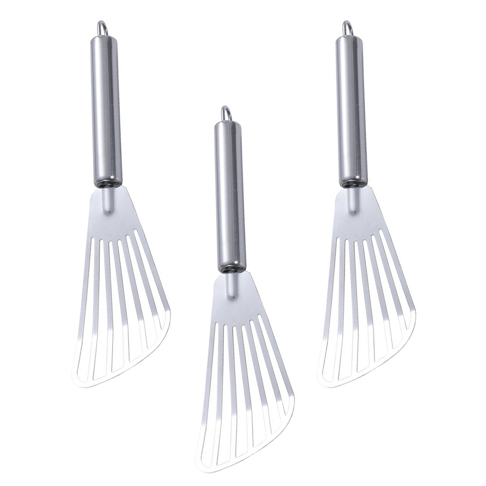 Kitchen Baking Ware - ตะหลิวสแตนเลส 3 ชิ้น สำหรับสเต็ก ทอดปลา ตะหลิวมีร่อง
