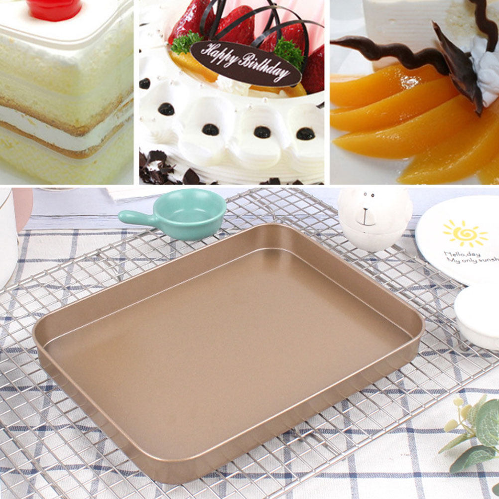 Kitchen Baking Pans - ถาดอบเค้กสี่เหลี่ยมผืนผ้าเหล็กคาร์บอน ขนาด 10 นิ้ว แบบไม่ติดกระทะ สำหรับอบเค้กชั้นในครัวเรือน