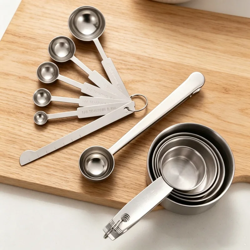 ชุดช้อนตวงสแตนเลสแบบซ้อนได้ ถ้ - Baking Powder Kitchen บทวิจารณ์และราคา